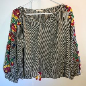 Floreat for Anthropologie Embroidered Blouse